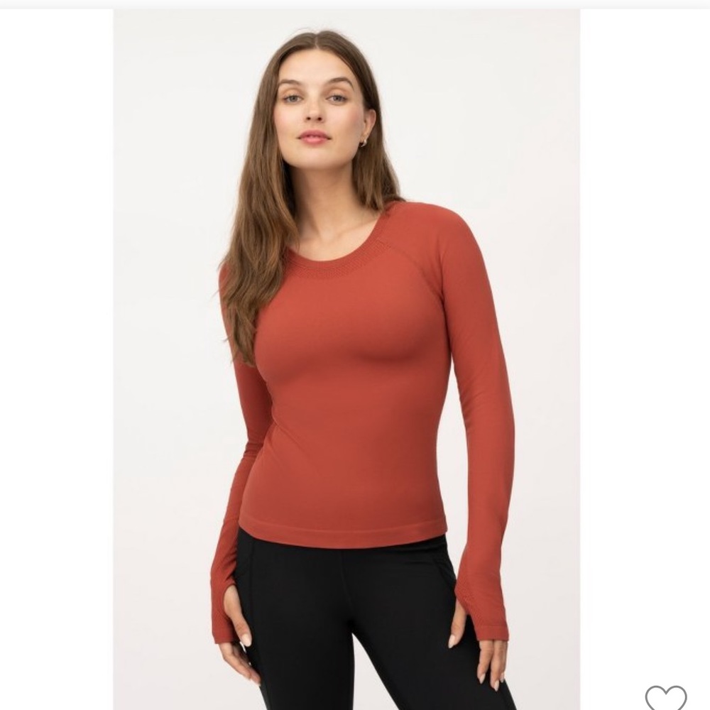Yogalicious Womens Seamless Zaia Long Sleeve Active Shirt - Chili Oil - XLarge